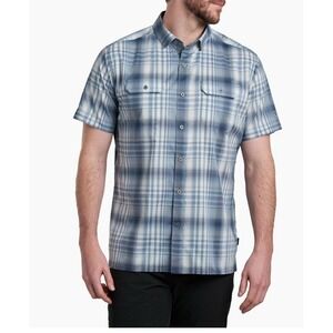 KUHL Response Short‎ Sleeve Shirt Blue/Gray Plaid Button Down Quick Dry Sz 2XL